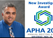 Photo of Dr. Vasudevan and logo of the American Public Health Association